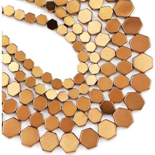 Natural Stone Copper Flat Hexagon Hematite Beads 4/6/8MM Spacer Loose Beads For Jewelry Making Diy Bracelets Necklace Findings