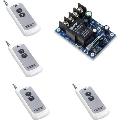DC 12V 36V 48V RF Wireless Remote Control Switch Wireless Remote Power Switch 1CH 40A Relay Module Receiver + 4 X Transmitter