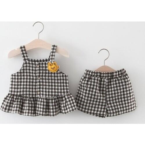 Childrens Summer Dress Baby Girls Summer Suit 1-2-3 Years Old Korean T-shirt Suspender Shorts Childrens Summer Dress