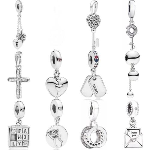 DIY Charm String Of Beads Classic Cross Regal Key Halves Family Pendant 925 Sterling Silver Bead Fit Fashion Bracelet Jewelry
