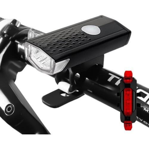 Bike Light USB Rechargeable 300 Lumens Bicycle Light LED Front Headlight Rear Taillight Cycling Flashlight Warning Light