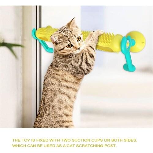 N23 Pet cat toys rotating itchy scratcher cat tunnel roll ball toy with hair brush