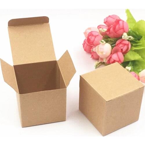 20pcs Kraft Paper Candy Box Square Shape Wedding Favor Gift Party Supply Packaging Bag with Burlap Twine Chic
