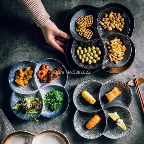 Japanese-style Creative Dinner Plate Ceramic Compartment Plate Household Tableware Creative Tableware Snack Plate for One Person