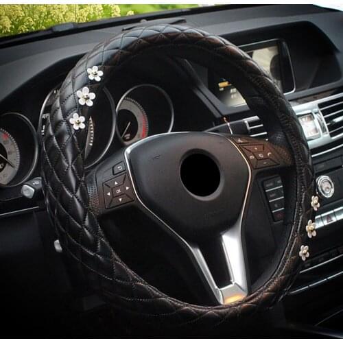 Little Daisy Car Steering Wheel Cover Car Accessories for Girls Auto Interior Accessories Leather Car-styling Dropshipping