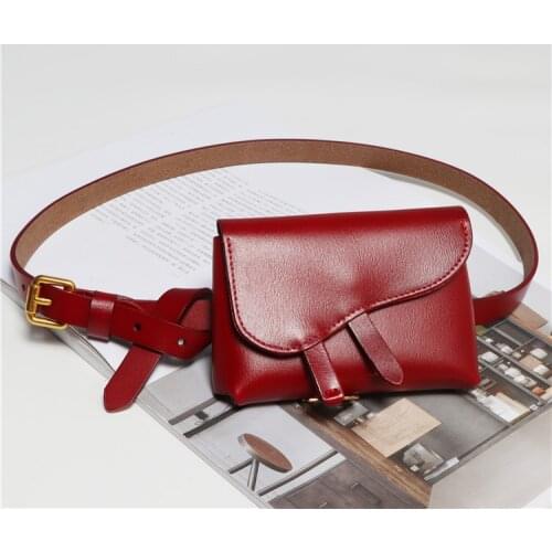2019 Mini Fanny Packs Women Solid Cow Leather Coin Money Bag Genuine Leather Waist Belt Female Detachable Waist Bag New