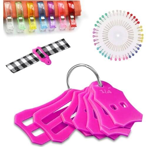 Sasher Tool Set 10Pcs Jelly Roll Multi-Sizes Sasher Tool with Storage Chain and 20Large Sewing Clips 40 Color Quilting Pins