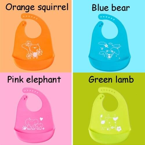 Baby Bib Adjustable Waterproof Silicone Feeding Saliva Bandana Newborn Cartoon Animal Apron Kids Soft Edible Bibs Burp Cloths