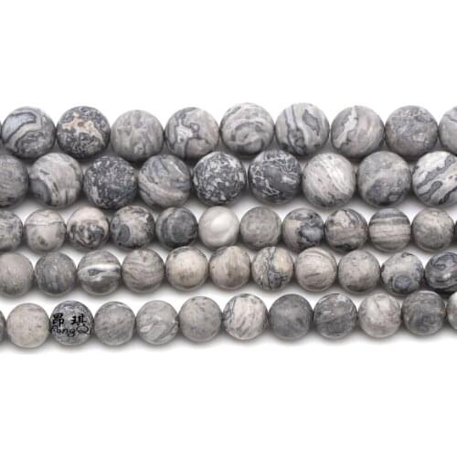 Natural Dull Polish Map Stone Round Beads For Jewelry Making DIY Charm Bracelet Necklace 4 6 8 10 12mm Pick Size Matte Beads