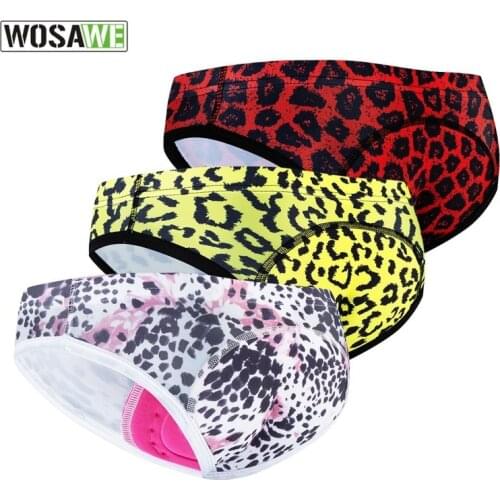 WOSAWE Triangle Cycling Underwear Women Leopard Pattern Bike Bicycle Gel Underpants Bike Breathable Cycling Shorts 3D Gel Padded