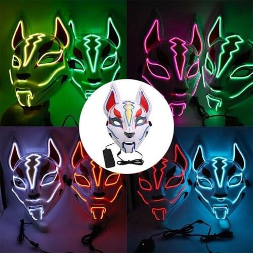 2021 New Japanese Anime Firefox LED Luminous Mask Orange Green Purple 10 Color Optional Cool Halloween Glow Mask Cosplay Mask