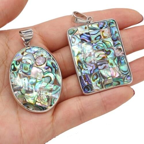 Wholesale Natural Abalone Shell Pendant Elliptical Seashell Beach Charms DIY for Women Jewelry Making Craft Necklace Accessories