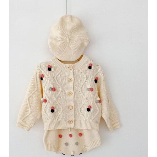 Autumn Baby Girls Clothes Set Baby Knitted Cardigan Sweater Romper Set Infant Newborn kids Coat Cotton Jumpsuit