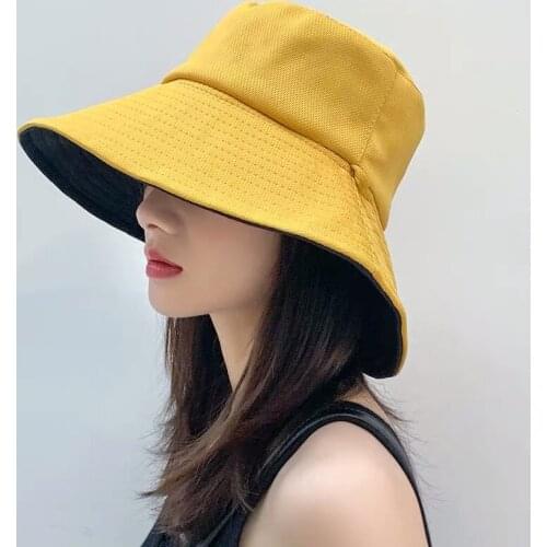 Anti-UV Wide Brim Sun Hat Women Vacation Summer Foldable Bucket Hat Large Brim Korean Beach Fishing Hunting Panama Visor Cap