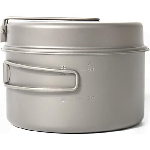 TOAKS CKW-1350 Titanium Outdoor Camping Pan Hiking Cookware Backpacking Cooking Picnic Bowl Pot Pan Set with Folded handle