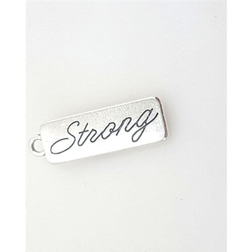 High Quality 20 Pieces/Lot 26mm*10mm Antique Silver Plated Letter Printed strong DIY Charms Pendants for jewerly making