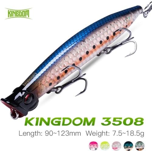 Kingdom Popper Fishing Lure 90mm 110mm 123mm Topwater Hard Artificial Swimbait For Pesca Carp Trout Floating Fishing Jerkbait