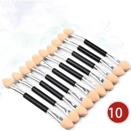 Sell 10 pieces of make-up, double-ended Eye Shadow, eyeliner brush, sponge applicator, Feminine Cosmetics Shadow Brush