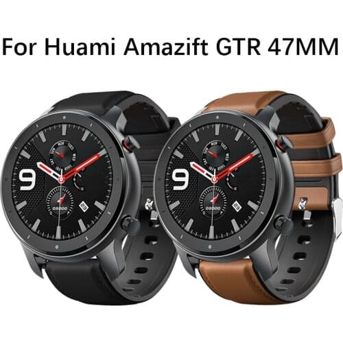 Bracelet For Amazfit GTR 47mm Strap For Xiaomi Huami Amazfit Gtr Pace/1 Stratos/2 Smart Watch Band Leather + Silicone Watchband