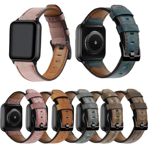 For Apple Watch Vintage Leather Strap Classic Steel Pin Buckle Wrist Band Replacement Adjustable Watchbands For Apple 5 4 3 2 1