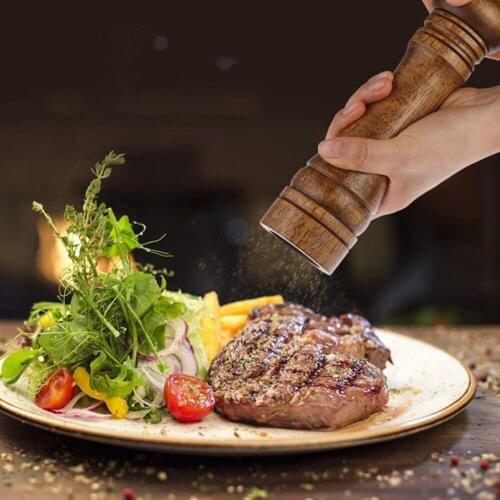Rubberwood Manual Mill Salt Pepper Grinder Kitchen Restaurant Grinding Tool Spice Mill Ceramic Rotor Cruet Kitchen Tool