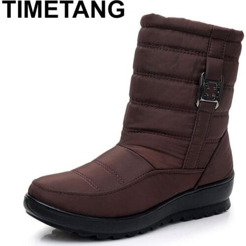 TIMETANGWomens Boots Thick Plush Warm Winter Waterproof Mother Shoes Ladies Ankle Boot Snow Boots Women Waterproof Woman Shoes