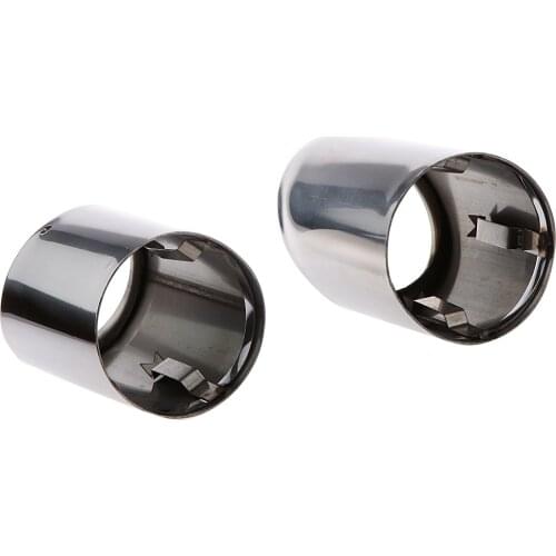 2x Stainless Steel Resonated Slant Cut Slip-on Exhaust Tips for 2009-2015 Audi A4 (Silver)