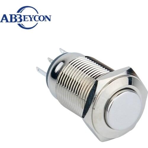 High Round Metal Shell Momentary Non-illuminated 16mm IP65 Solder Terminal Push Button Waterproof Industrial Equipment Switch