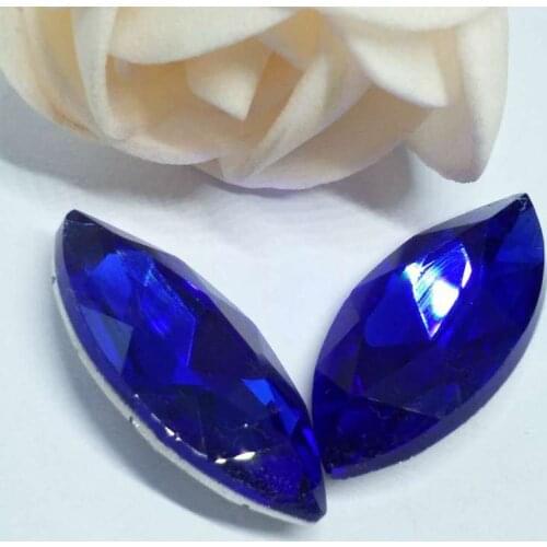 Sapphire blue Horse eye pointback Crystal Glass Sewing Rhinestones DIY woman jeans woman and Wedding Dresses Multiple models
