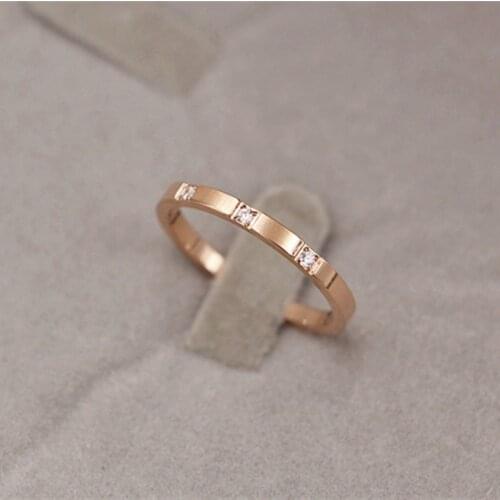 Titanium Steel Small Cubic Zirconia Wedding Ring For Woman Rose Gold Color Crystal Wedding Jewelry KK009