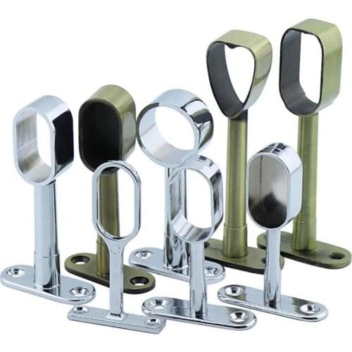 2Pcs/Sets Zinc Alloy Round Head Wardrobe Cabinet Clothes Through Flange Seat Steel Pipe Fittings Clothes Rod Curtain Tube Seat