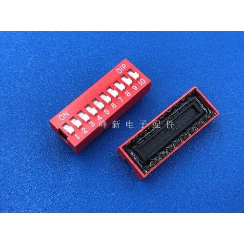 5Pcs DS-10 in-line red 10-bit dial code switch dial key type flat dial coding switch dial 2.54 foot pitch