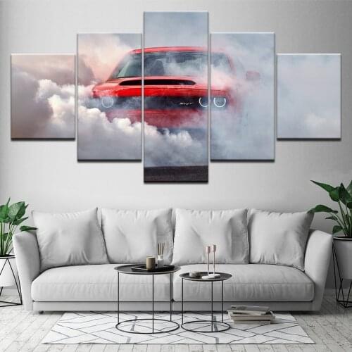 5 Pieces Canvas Painting dodge challenger demon Car Wall Art Pictures Modular Wallpapers Poster Print for living room Home Decor