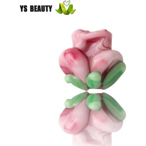 Colored flower shaped glass bead lamp workers fired beads DIY handmade rope woven small ornaments pendant key chain