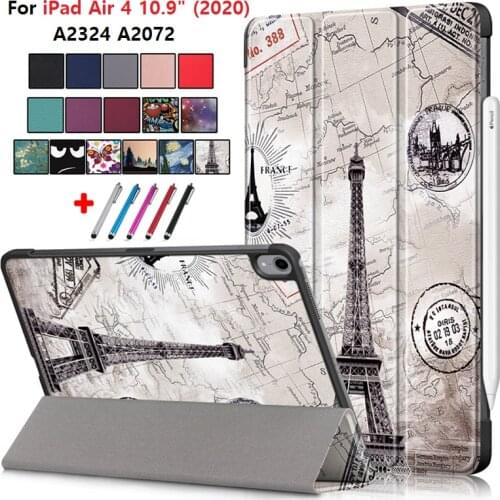 Tablet Cover For iPad Air4 10.9 2020 Case Tri-Fold PU Leather Stand Smart Cover Funda For Ipad Air 4 10 9 Case 2020 Auto Sleep