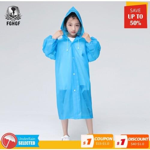 EVA color Fashion Frosted Child Raincoat Girl And Boy Drawstring Rainwear Outdoor Hiking Travel Rain Coat For Children