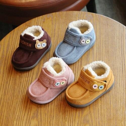 Baby walking shoes in autumn and winter 2021 womens 1-3-5-year-old soft bottom plush baby warm winter shoes boys' cotton shoes