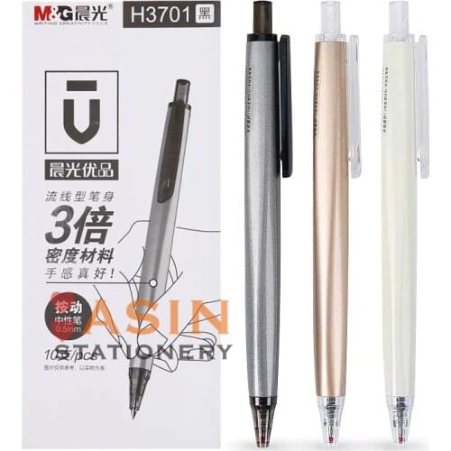10pcs M&G U Series Press Gel Pen AGPH3701 Black 0.5mm Business Office Signing Pen Student Stationery