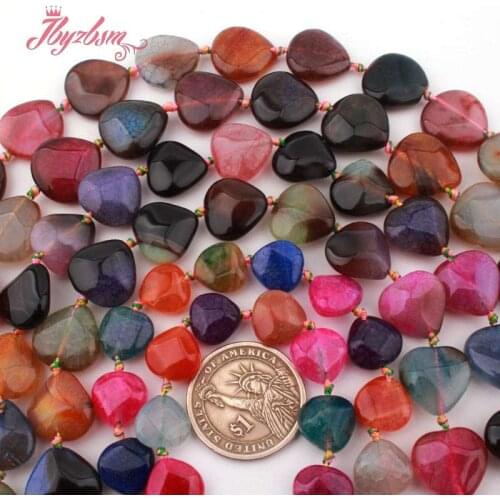 12,14,16,18mm Faceted Heart Cracked Multicolor Agates Stone Loosebeads For DIY Necklace Bracelet Jewelry Making 15"