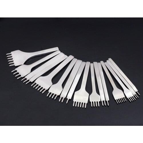 Leather Stitching Hole Punches Punch Tool 4 Pcs Hand Sewing Prongs Leather Craft Tools Leather Belt Metal White Steel