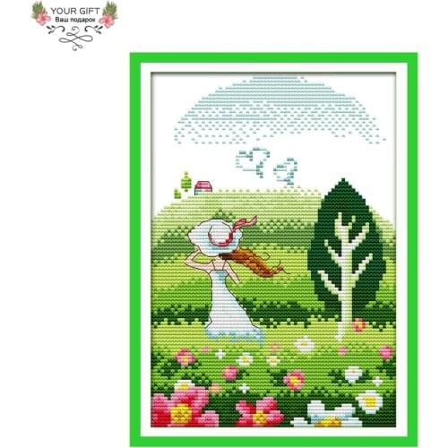 Joy Sunday F583 14CT 11CT Counted and Stamped Home Decor Spring Is Coming Needlework Needlepoint Embroidery Cross Stitch kits