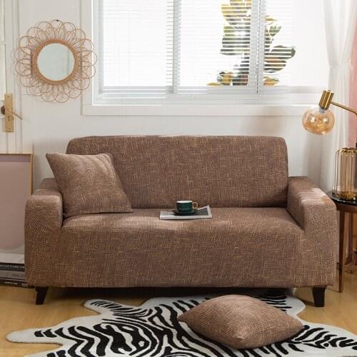 Coffee Color Couch Cover Home Decor Elastic Sofa Covers for Living Room Flax Sofa Chair All-Inclusive Sofa Slipcovers 1-seater