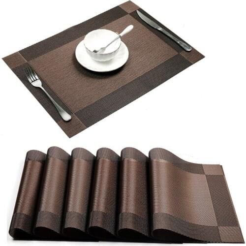 6pcs/set Placemat PVC Dining Table Mat Waterproof Table Cloth Slip-Resistant Pad Washable Vinyl Table Mats 4 Colors 45*30cm