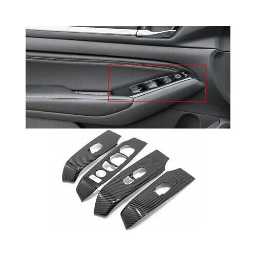 LHD Carbon Fiber Look Inner Door Cover Armrest Trim 4pcs For Nissan Altima 2019