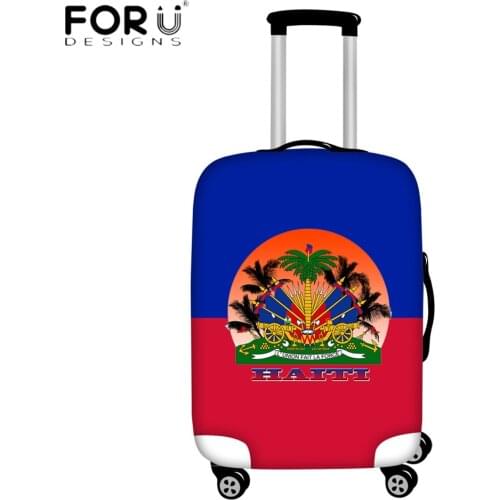 FORUDESIGNS Hot Sales Luggage Protective Cover For 18-32 Inch Suitcase Haiti Flag 3D Print Casual Beach Travel Accessories Cover