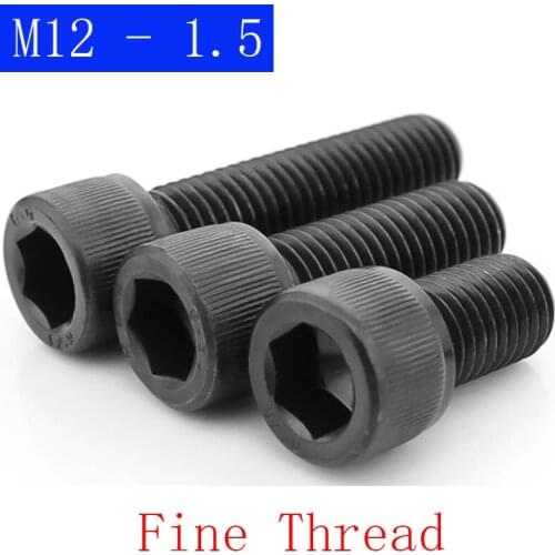 M12 - 1.5 ( 12mm ) FINE Thread Socket Head Caps Screws 12.9 Alloy Steel Black Oxide DIN 912 ISO 4762