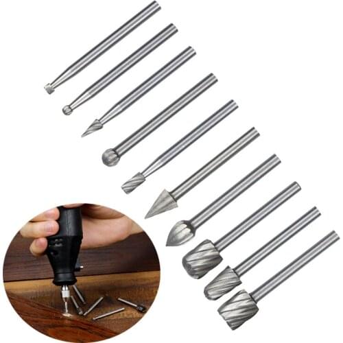Rotating Burrs Engraving Cutter Drill Bit Set Power Tool Kit Engraving Cutter Drill Bits Electric Mill Accessories 6/10/20pc HSS