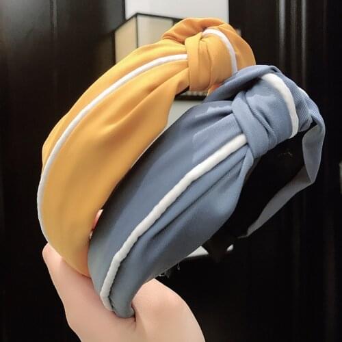 New Fashion Solid Color Hairbands Hair Bands For Women Cross Knot Bow White Side Headband Girl Sport Face Wash Hair Accessories