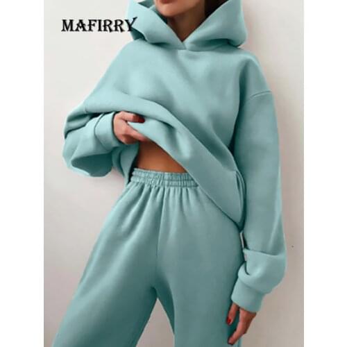 New Women Spring Autumn Casual Hooded Two-Piece Suits Long Sleeve Solid Ladies Sets Loose Elastic Waist Plus Size 3XL Loungewear