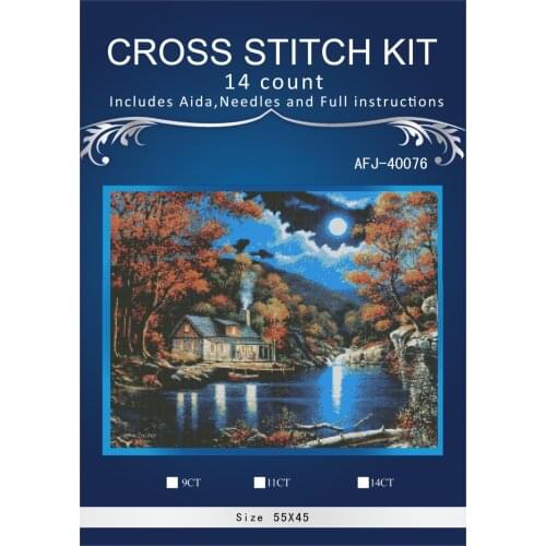 Oneroom country autumn house Scenery Embroidery Needlework Crafts 14CT Unprinted DMC DIY Quality Cross Stitch Kits Handmade